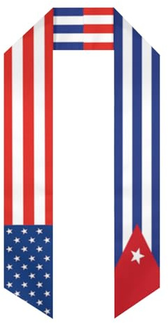 Generic America Flag and Cuba Cuban Flag Graduation Stole,Lightweight double sided graduation shawl for graduation, company annual meeting, group activities