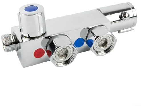 EpheyFIF Mitigeur de douche vertical thermostatique pour caravane, robinet de douche thermostatique pour caravane, camping-car, yacht, bidet, chromé