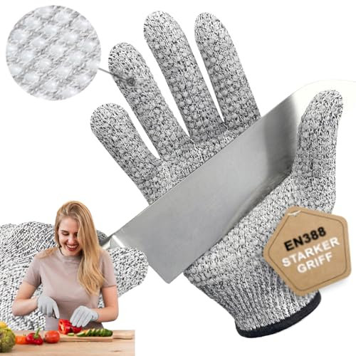 Migliore Wear 2 Paires Gants Anti Coupure, EN 388 Niveau 5 Gants de Coupe avec Paumes Antidérapantes pour Cuisine, Jardinage
