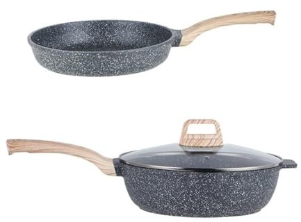 Batteria di Pentole Set Di Pentole Da 2 Pezzi Set Di Pentole Per Padella Wok Fornello A Induzione Fornello A Gas Domestico Senza Fumo Padella Antiaderente Batteria di Pentole per Induzione