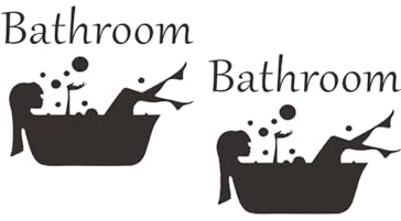 2PCS Bath Stickers Bathroom Door Sticker Bath Tub Removable Wall Art Vinyl Decal for Bathrooms Wall Stickers Waterproof Decal Walls Decor Waterproof Stickers
