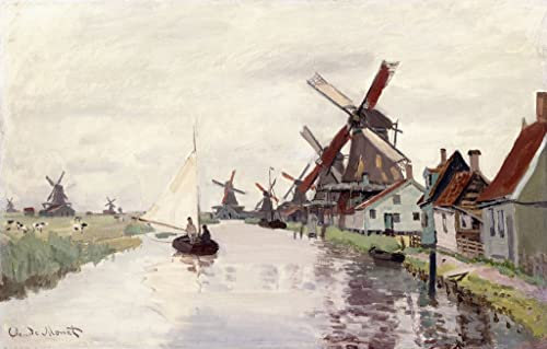 IPLUPJDY Bilder Moderne GemäLde Kunst Bilder Kunstdruck Leinwand Windmühle in holland von claude monet Leinwand Wandkunst poster für Wanddekoration 60x90cm