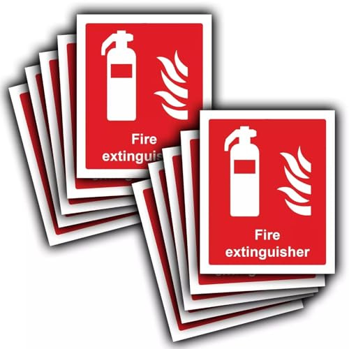 Fire Extinguisher Label Sticker Signs - Waterproof Vinyl Sticker Sign Labels - Pack of 12-110mm x 90mm
