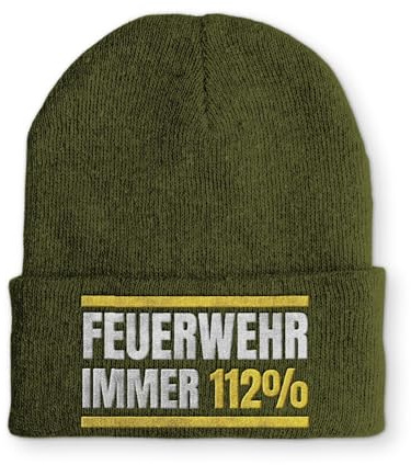 Mütze mit Spruch Feuerwehr immer 112% Wintermütze lustige Beanie