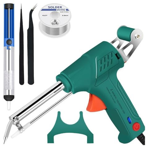 WLLKIY Kit De Réparation De Pistolet À Étain Manuel Haute Puissance, Pistolet À Souder À Alimentation en Étain, Machine À Souder Manuelle SûR Et Stable(Green5-piece Set)