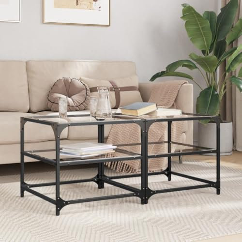 Generisch Couchtische mit Glasplatten 2 STK. Transparent 50x50x45cm Stahl