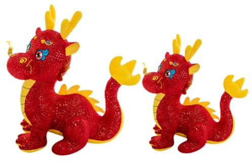 Toddmomy 2pièces Dragon Peluche Et Poupée Peluche Lot de Décorations pour Nouvel an Mascotte De Dragon pour Maison Et Voiture Animaux