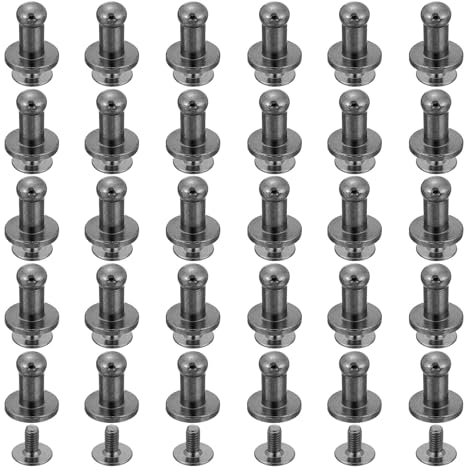 QUARKZMAN 60Pz Rivetti Chicago 4mm a Testa Tonda per Lavoretti in Pelle, Decorazione Borse Scarpe Cinture, Nero Metallizzato