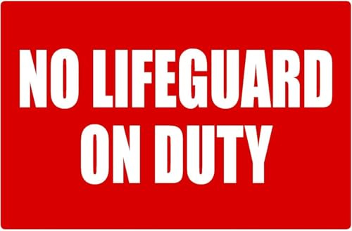 No Lifeguard On Duty Full Color Business Retail Counter Informational Sign |Plastic |Single-sided |12w x 8h