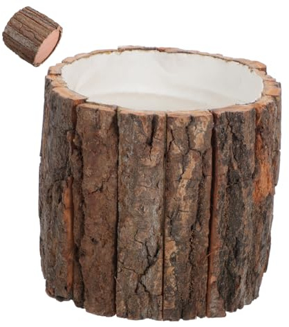 Milisten Pastoral Style Flower Bucket Wood Bark Material for Rustic Home Decor Use As Wood Plant Pot for Flowers for Indoor Plant Arrangements