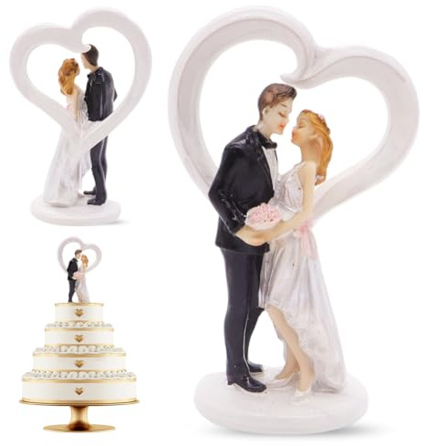 Decorazioni Torta Matrimonio SYTTNUM Cake Topper Matrimonio Statuine Sposi Coppia di Sposi per Torta Decorazioni Torta Nuziale Decorazione per la Proposta, San Valentino