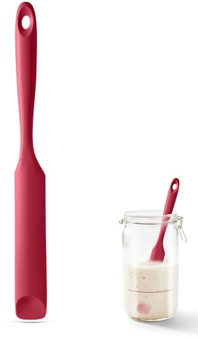 U-Taste Sauerteig Silikon spatel, 315℃ hitzebeständiger, Löffel, Rot | flexibler Schmaler Glasspatel mit langem und schlanker Griff, Rühren von Sauerteigstartern, passt für kleine Behälter