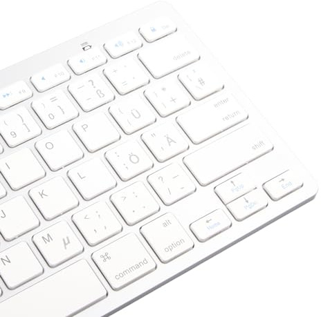 ERYUE Mini Tastiera Wireless Bianca Portatile Ultra Sottile da 78 Tasti con Funzionamento Semplice, Piccola Portatile, Lunga Durata, per IOS, per, per (Disposizione QWERTZ tedesca)