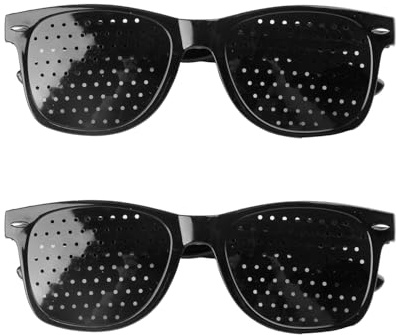 wellrun 2 x Loch-Brille, Anti-Ermüdungsgitter-Brille, Distanzsicht für Augentraining, ideal für digitale Augenbelastung, leicht und bequem (normal + sportlich)