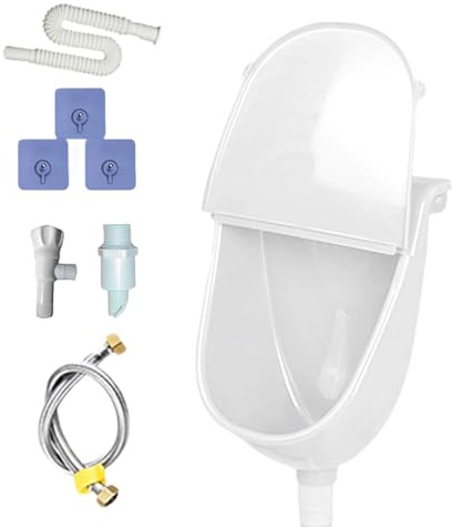 Urinario de pared para accesorios de baño con tapa sin taladrar | Urinario de pie para hombre al aire libre con boquilla de desagüe | Separador de orina portátil para hogar o dormitorio