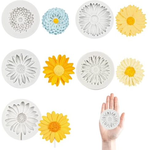 Stampi In Silicone Per Candele Fai Da Te Set Da 5 Stampi 3D A Forma Di Fiori Margherite Stampi Per Candele In Silicone Per Cera, Gesso, Cioccolato, Sapone Decorazioni Artistiche