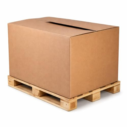 Embalaje Pont Pallbox caja palet 120 x 100 cm de cartón kraft habana reforzado, medidas internas 115 x 95 x 50 cm, alta resistencia, juego de 1 unidad (1)
