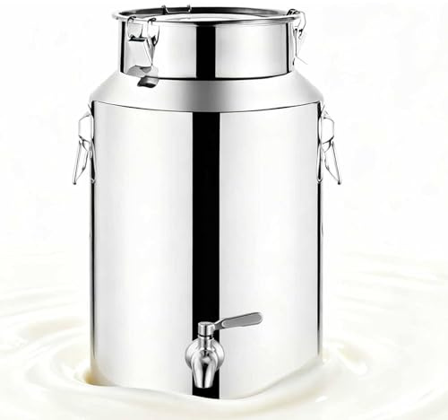 Jarra con Grifo lechera Acero Inoxidable Cubo para Transportar Leche,para almacenar líquidos y sólidos,capacity-5Liters