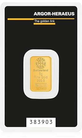 5 Gramm Goldbarren Argor-Heraeus + Echtheitszertifikat - 5 g Gold - Feingold 999.9 - LBMA - Neu