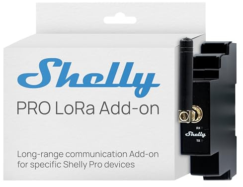 Shelly Pro LoRa Add-on – Modulo LoRa Lungo Raggio per Dispositivi Shelly Pro, fino a 5 km, 868 MHz, Connettore SMA, Guida DIN, IoT, Smart Building, Agricoltura e Automazione Industriale