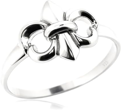 Sovats Argent 925 Bague Fleur de Lis, Symbole Classique | Style symbole classique, anneau empilable sécurisé, délicat cadeau du quotidien fleur de lis vintage pour femme, sans nickel