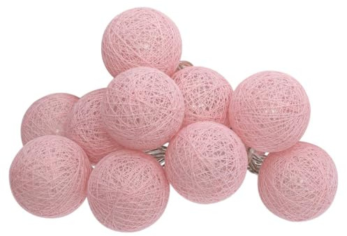 Guirlande décorative à Piles 10 LED Boules en Coton Rose D 6 x L 165 cm - Atmosphera