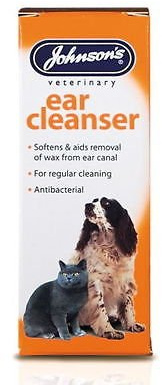 John-sons Ear Drops or Cleanser for Dogs/Cats Kills Ear Mites Drops Wax Softner (Ear Cleanser 40ml)