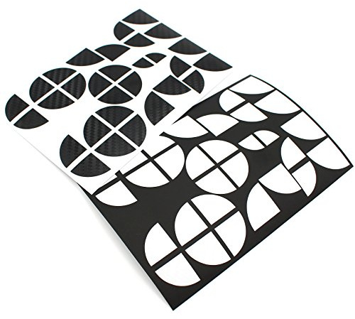 4D Carbonfolie Emblem Ecken Aufkleber von Finest-Folia (K004 Schwarz Weiß)