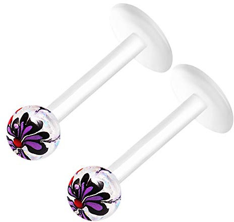 KJM FASHION 2 STK Flexibles Acryl Labret Monroe 1,2 mm 16 g 8mm 5/16 3mm Klar Marilyn Monroe Tragus Vertical Labret Ohrringe Cartilage Piercing Schmuck 1066