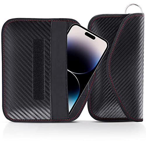 lanpard Faraday Pouch for car Keys, 2 Pack Faraday Bag, Key Signal Blocking Pouch, RFID Blocker for Keyless Entry Remote, Anti-Theft Remote Entry Keyless Protect Black,L