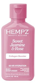 HEMPZ Mini Travel Size Body Lotion Whipped Crème Daily Moisturising Cream, Shea Butter Hand and Body Moisturiser - Skin Care Products, Hemp Seed Oil - 2.25 oz. - Sweet Jasmine & Rose