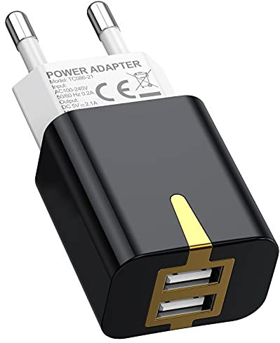USB Ladegerät Stecker, 2 Port 5V / 2.1A USB Netzteil Ladestecker Tragbar Wall Netzstecker für iPhone 11 X 8 7 Samsung Galaxy S10 S9 S8 mit Huawei LG Tablet