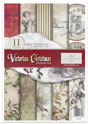 TD Collection - Reispapier Kreativset A4 Decoupage Rice Paper Sheet 29,7 x 21 cm Serviettentechnik Mehrfarben (Victorian Christmas, RP033)