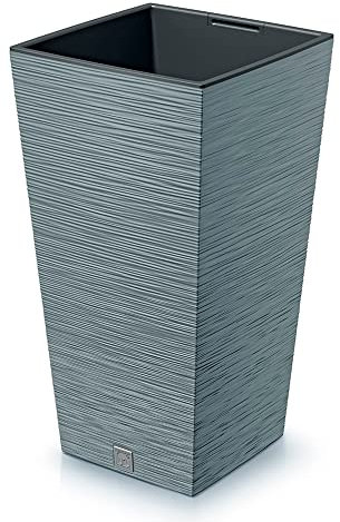 Pot de fleurs avec reserve d´eau 26x26x50cm gris galet - FURU