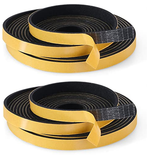 Weather Stripping Foam Insulation Tape 33Ft- 1/2 Inch W x 1/8 Inch T Self Adhesive Black Door Weather Stripping Window Seal Air Conditioning Seal Strip for Door Soundproofing