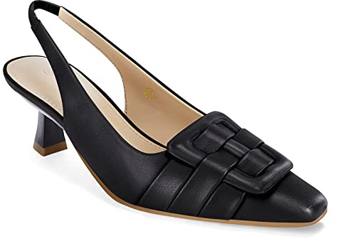 Womens Sling Back Kitten Heels Low Dress Shoes Slingback Pumps Pointed Closed Toe Comfortable Party Office Sandals
