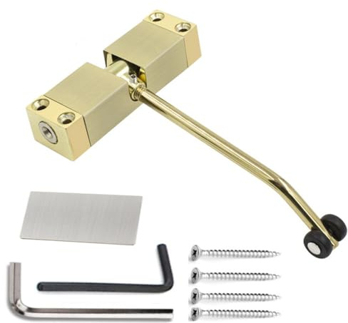 Generic Stainless Steel Automatic Door Closer, Adjustable, Surface Mounted, for Residential/Commercial use, Gold Finish