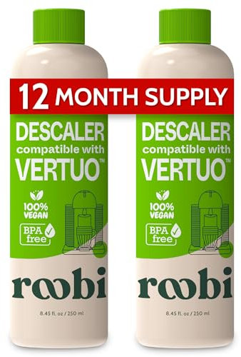 Nespresso Vertuo Compatible Descaling Solution. Eco-Friendly Formula to Clean & Descale Your Nespresso Vertuoline Machine. 2 Uses per Bottle, 2 Pack. Eco-Friendly Maintenance Kit.