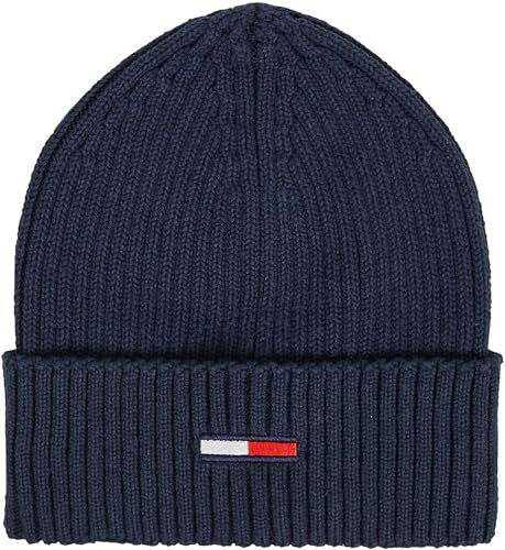Tommy Jeans Herren Strickmütze Tjm Elongated Flag Beanie Wintermütze, Mehrfarbig (Twilight Navy), Onesize