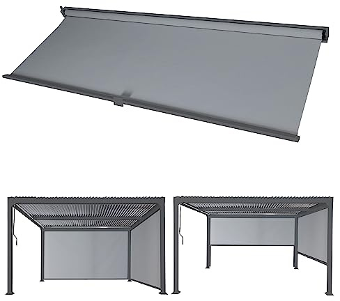 Mendler Seitenwand für Pergola HWC-L41 Stoff/Textil 3x3m - anthrazit | Pavillon, Rollo, Ersatzseitenwand