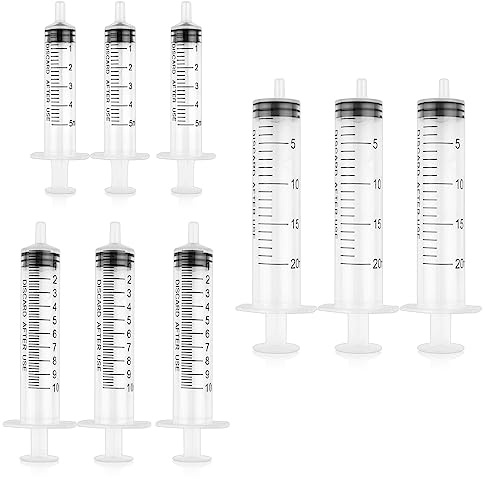 9 Stück Spritze, 5ML 10ML 20ML Wiederverwendbare Spritze | Dosierspritze Ohne Nadel, Werkzeuge für Flüssigkeitsmaß Spritzen, Futterspritze, für Labor,Tierfütterung, Pflanzenbewässerung