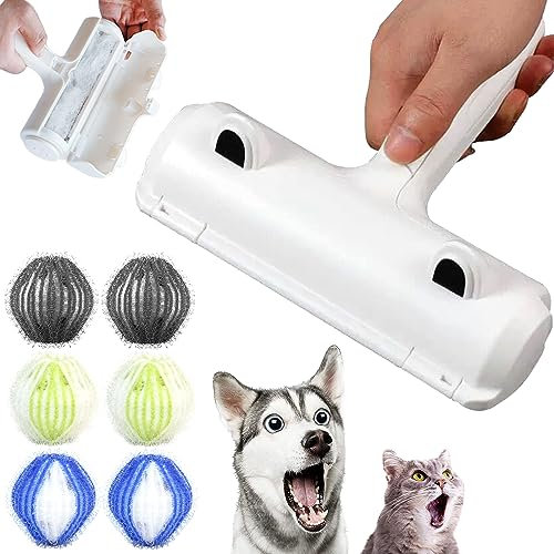 DKDDSSS 7PCS Tierhaarentferner, Tierhaarentferner Fusselrolle, Fusselroller für Hundehaare und Katzenhaare, Katzenhaarentferner Wiederverwendbar Fusselbürste Fusselrolle für Sofa, Bett, Teppich