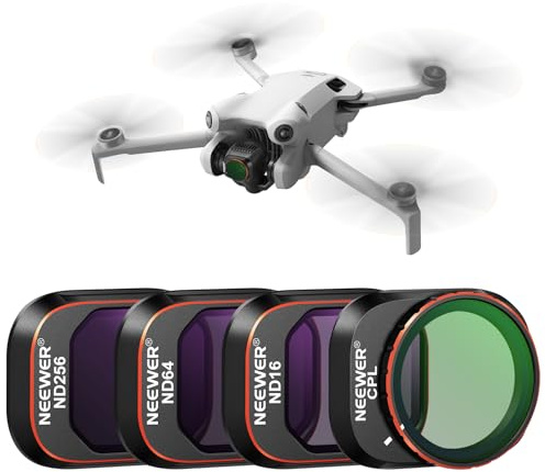 NEEWER ND und CPL Filter Set kompatibel mit DJI Mini 4 Pro, 4er Pack | ND16 ND64 ND256 Graufilter, Zirkularer Polarisationsfilter Polfilter, Drohnenobjektiv Zubehör mehrfachvergütetes HD Optikglas