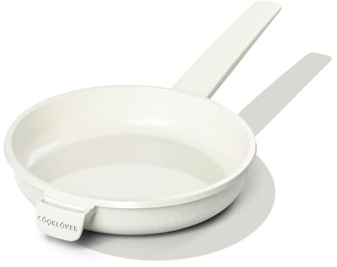 COOKLOVER Nonstick Ceramic Fry Pan, Non-Toxic, PTFE&PFOA Free, Induction Compatible Egg Skillet Frying Pan with Heat Resistant Handle, 8 Inch – Cream White
