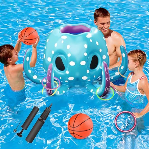 HIQE-FL Pool Basketballkorb,Schwimmbad Spielzeug,Aufblasbare Pool Spielzeug,Pool Wassersport Spielzeug für Party,Kinder Oktopus Poolspielzeug,für Kinder und Erwachsene Schwimmspielspielzeug.