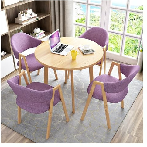 Esstisch Mit 4 Stühlen Esszimmergruppe, Set Aus Runder Küchentisch Und 4 Stühlen, Essgrupp Und Stuhl Platzsparendes Esstisch Set Für Esszimmer Küche, Tischgruppe Sitzgruppe Für Wohnzimmer Büro ( Size