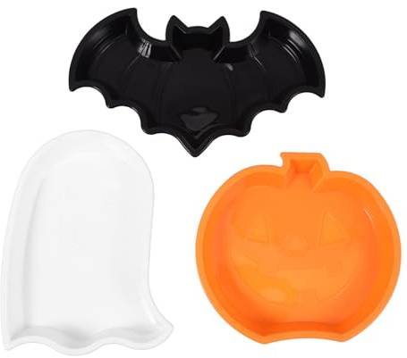 Cabilock 3pièces Plateau De Service Halloween Plateau Réutilisable Forme De Fantôme Citrouille Et Chauve-Souris pour Bonbons Desserts Et Collations Décoration Pratique pour Fêtes Et