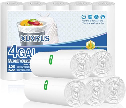 XUXRUS Mülltüten 15L Weiß, Abfallbeutel für Haushalt, 100 Stück | Reißfestes Material, Auslaufsicher, Geruchsneutral, Geeignet Für Den Haushalt Und Die Tägliche Abfallentsorgung