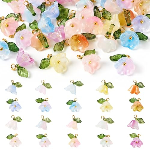 Beadthoven Blumen-Anhänger zum Basteln von Halsketten, Armbändern, Ohrringen, Schmuckherstellung, Glas Acryl