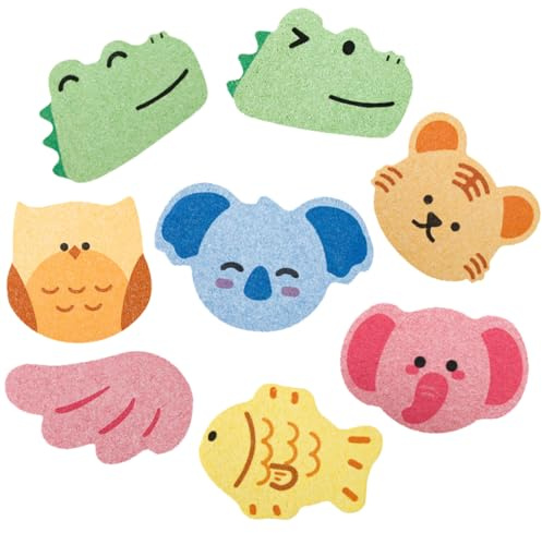 Wasch-Pads für Babys und Kinder, 8 Stück Waschlappen Baby Badeschwamm, Waschlappen Kinder Badeschwamm, Elefanten Duschschwamm, Badeschwamm Hautfreundlich, Cartoon-Design Duschschwamm